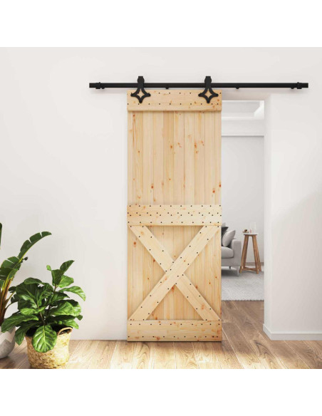 Porta scorrevole Naturale e Nero 80 x 210 cm