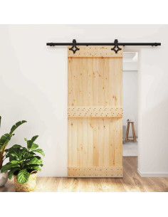 Porta scorrevole Naturale e Nero 90 x 210 cm
