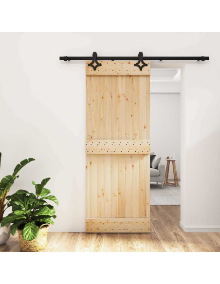 Porta scorrevole Naturale e Nero 80 x 210 cm