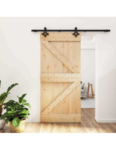 Porta scorrevole Naturale e Nero 95 x 210 cm