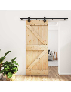 Porta scorrevole Naturale e Nero 85 x 210 cm