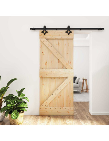 Porta scorrevole Naturale e Nero 85 x 210 cm