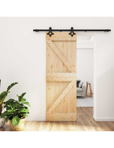Porta scorrevole Naturale e Nero 70 x 210 cm