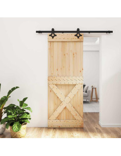 Porta scorrevole Naturale e Nero 80 x 210 cm