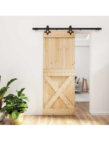 Porta scorrevole Naturale e Nero 80 x 210 cm