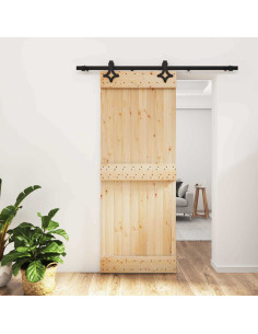 Porta scorrevole Naturale e Nero 80 x 210 cm