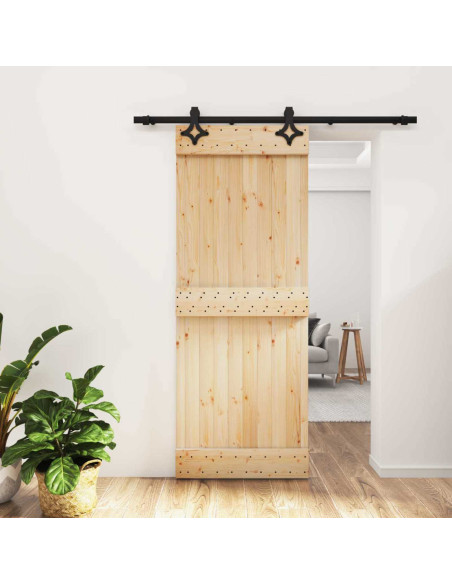 Porta scorrevole Naturale e Nero 80 x 210 cm