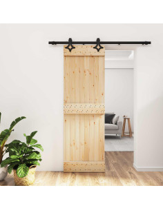 Porta scorrevole Naturale e Nero 70 x 210 cm