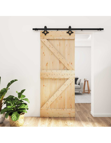 Porta scorrevole Naturale e Nero 85 x 210 cm
