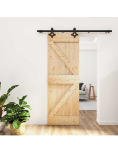 Porta scorrevole Naturale e Nero 70 x 210 cm