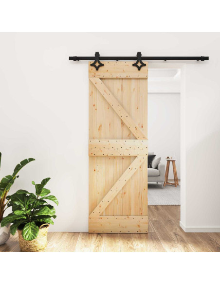 Porta scorrevole Naturale e Nero 70 x 210 cm