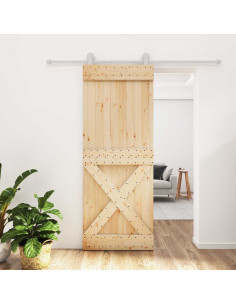 Porta scorrevole Naturale e Bianco 80 x 210 cm