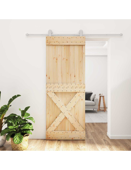 Porta scorrevole Naturale e Bianco 80 x 210 cm