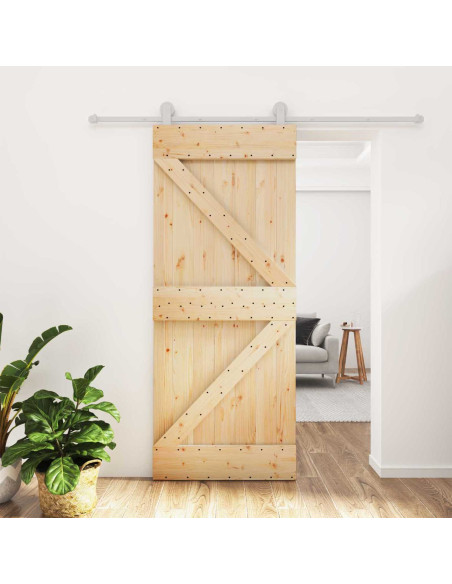 Porta scorrevole Naturale e Bianco 80 x 210 cm