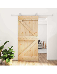 Porta scorrevole Naturale e Bianco 95 x 210 cm