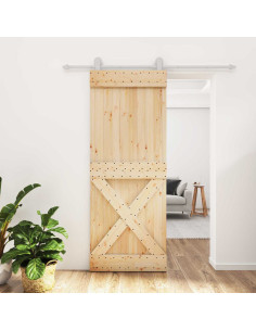 Porta scorrevole Naturale e Bianco 80 x 210 cm