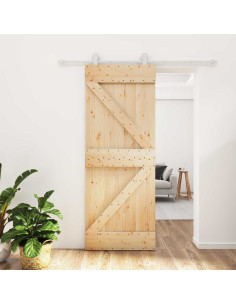 Porta scorrevole Naturale e Bianco 80 x 210 cm