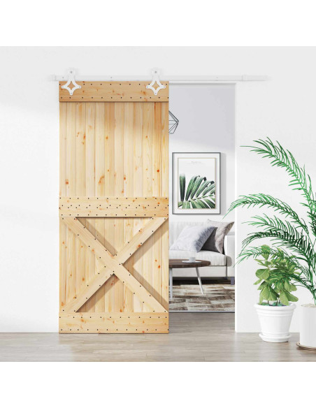 Porta scorrevole Naturale e Bianco 90 x 210 cm