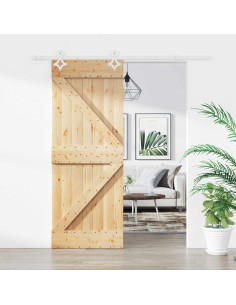 Porta scorrevole Naturale e Bianco 85 x 210 cm