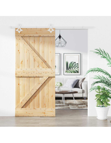 Porta scorrevole Naturale e Bianco 95 x 210 cm