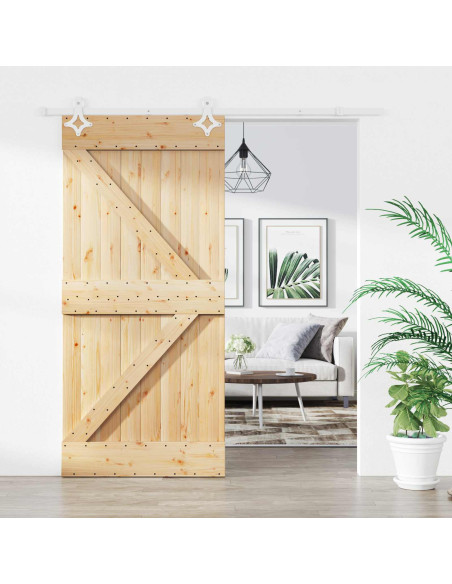Porta scorrevole Naturale e Bianco 95 x 210 cm