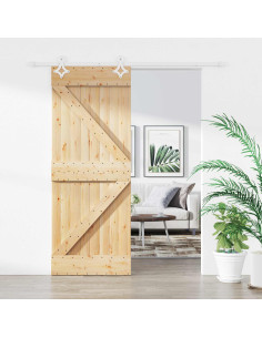Porta scorrevole Naturale e Bianco 80 x 210 cm