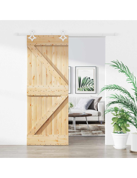 Porta scorrevole Naturale e Bianco 80 x 210 cm