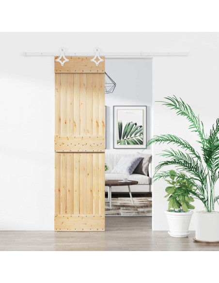 Porta scorrevole Naturale e Bianco 70 x 210 cm