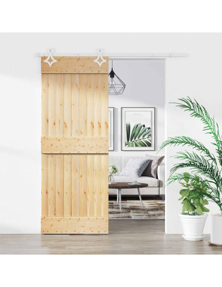 Porta scorrevole Naturale e Bianco 80 x 210 cm