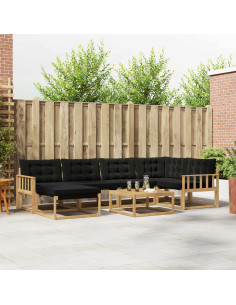 Set di divani da esterno 7 pcs Bianco e Nero 79 x 79 x 37 cm