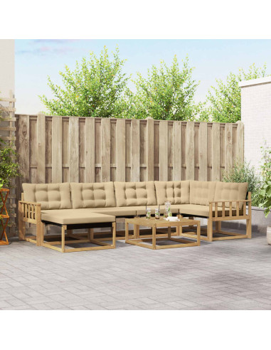 Set di divani da esterno 7 pcs Bianco e Beige 79 x 79 x 37 cm
