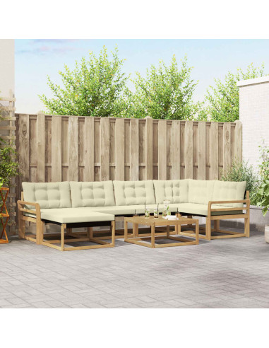 Set di divani da esterno 7 pcs Bianco e Crema 79 x 79 x 37 cm