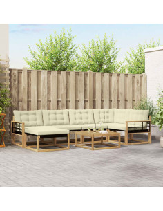 Set di divani da esterno 7 pcs Bianco e Crema 79 x 79 x 37 cm