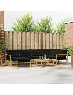 Set di divani da esterno 7 pcs Bianco e Nero 79 x 79 x 37 cm
