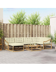 Set di divani da esterno 7 pcs Bianco e Crema 79 x 79 x 37 cm