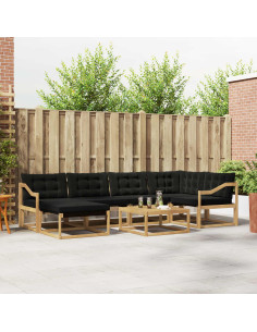 Set di divani da esterno 7 pcs Bianco e Nero 79 x 79 x 37 cm