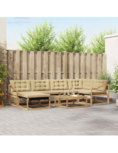Set di divani da esterno 7 pcs Bianco e Beige 79 x 79 x 37 cm