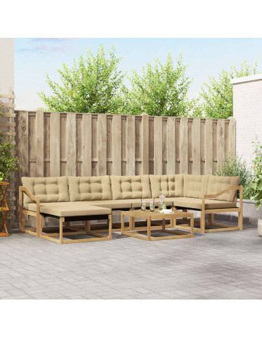 Set di divani da esterno 7 pcs Bianco e Beige 79 x 79 x 37 cm