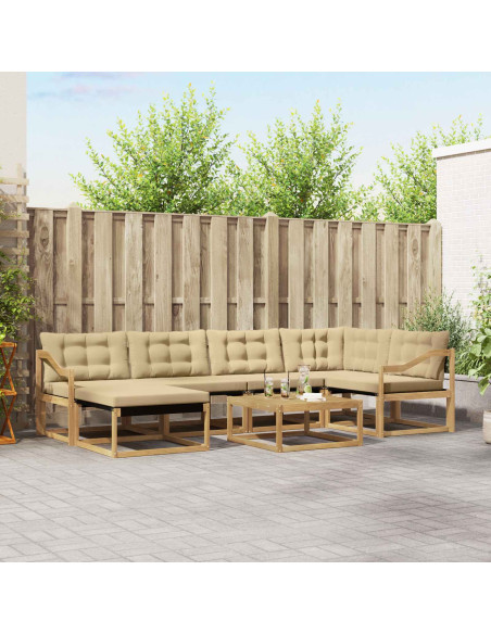 Set di divani da esterno 7 pcs Bianco e Beige 79 x 79 x 37 cm