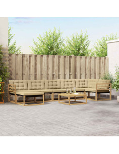 Set di divani da esterno 8 pcs Bianco e Beige 79 x 79 x 37 cm