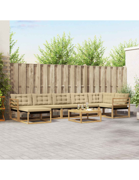 Set di divani da esterno 8 pcs Bianco e Beige 79 x 79 x 37 cm