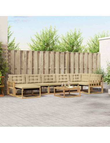 Set di divani da esterno 8 pcs Bianco e Beige 79 x 79 x 37 cm
