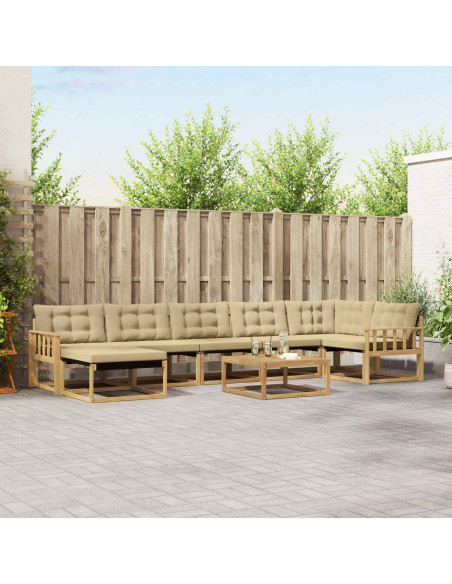 Set di divani da esterno 8 pcs Bianco e Beige 79 x 79 x 37 cm