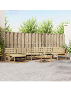 Set di divani da esterno 8 pcs Bianco e Beige 79 x 79 x 37 cm
