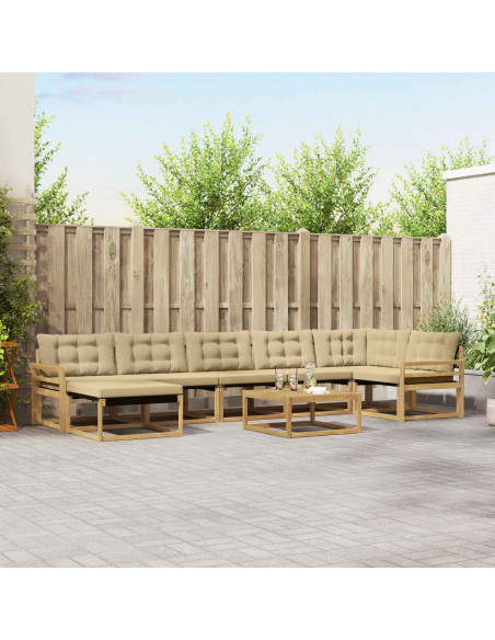Set di divani da esterno 8 pcs Bianco e Beige 79 x 79 x 37 cm