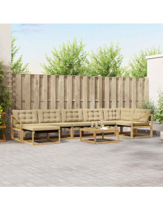 Set di divani da esterno 8 pcs Bianco e Beige 79 x 79 x 37 cm