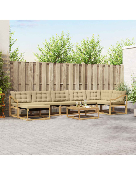 Set di divani da esterno 8 pcs Bianco e Beige 79 x 79 x 37 cm