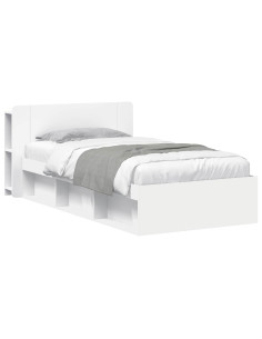 Telaio del letto con storage con testiera Bianco 90 x 200 cm