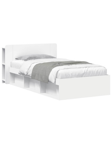 Telaio del letto con storage con testiera Bianco 90 x 200 cm