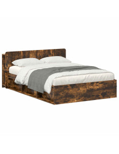 Telaio del letto con storage Rovere Fumo 140 x 200 cm